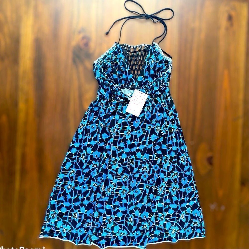 Free People Floral Beaded Front Halter Dress - Picture 4 of 8